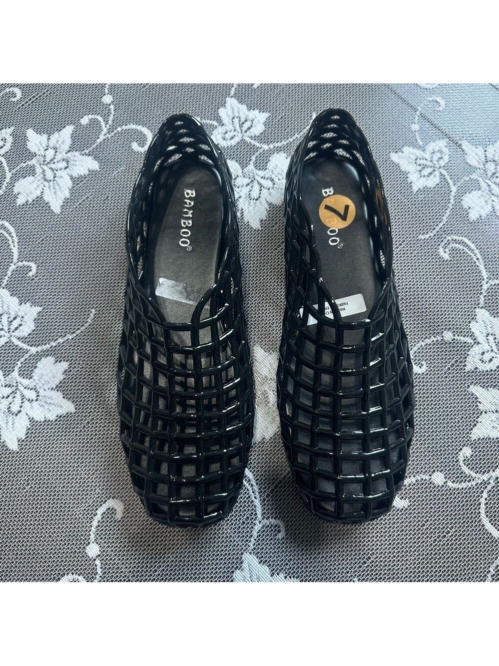 Bamboo Jelly Flats Sz 7 Black